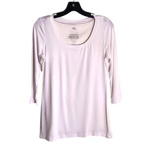 Miraclebody  Stretch Knit Top Women's Sz M White Bodyshaper 3/4 Sleeve Popover